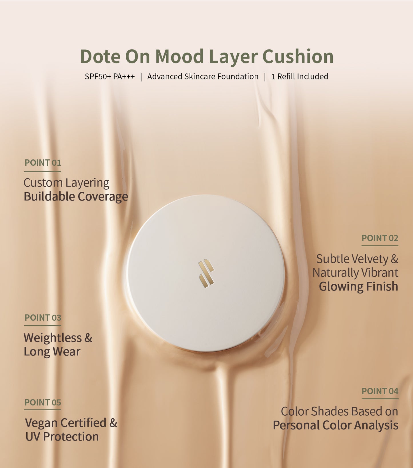 Heart Percent Dote on Mood Layer Cushion SPF 50+/PA+++ with Refill