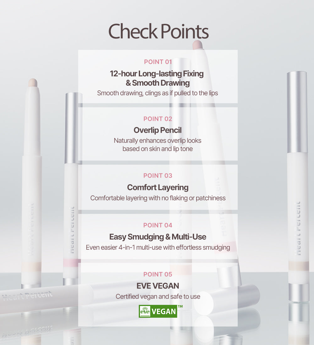 Heart Percent Dote On Mood Lineproof Lip Pencil 12hr Long-Lasting Lipliner, 0.8g