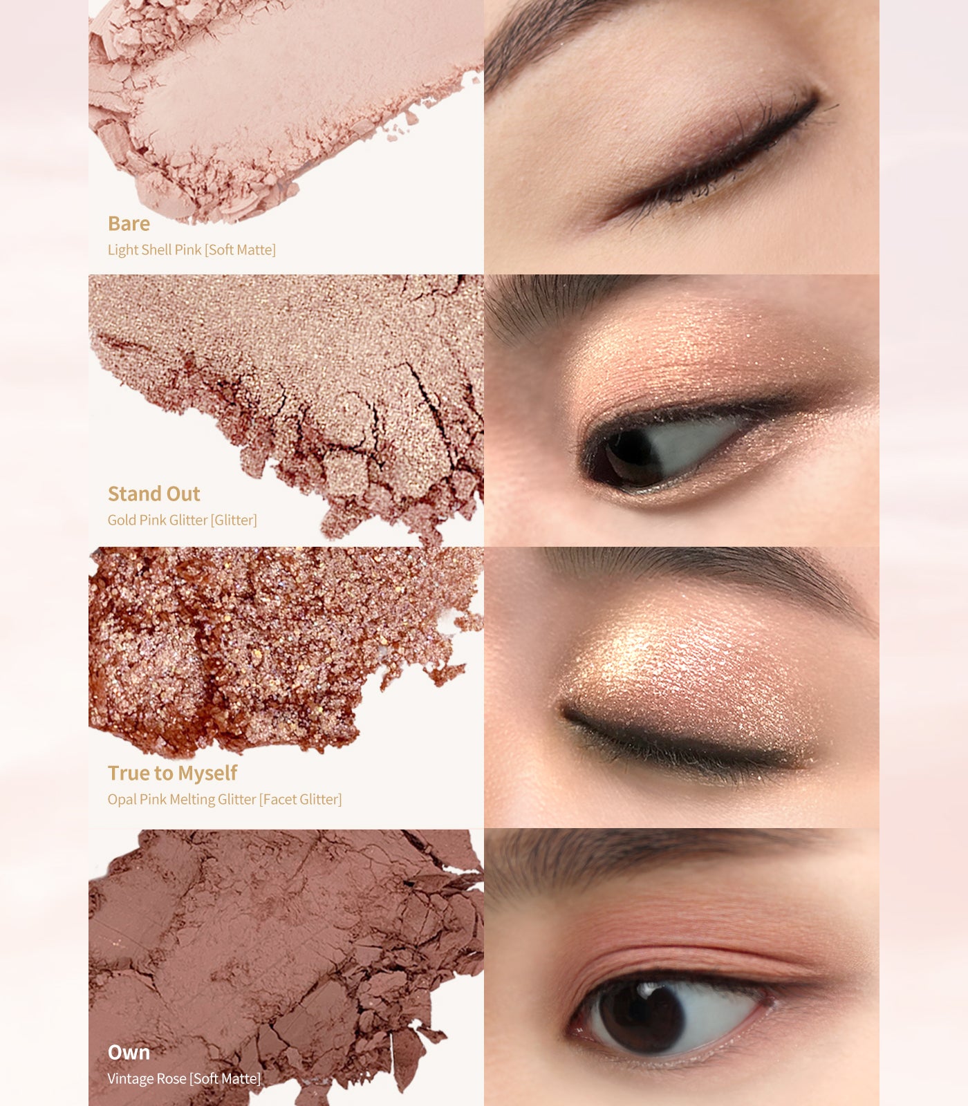 Heart Percent Dote On Mood Eye Palette, 01 Rose Facets