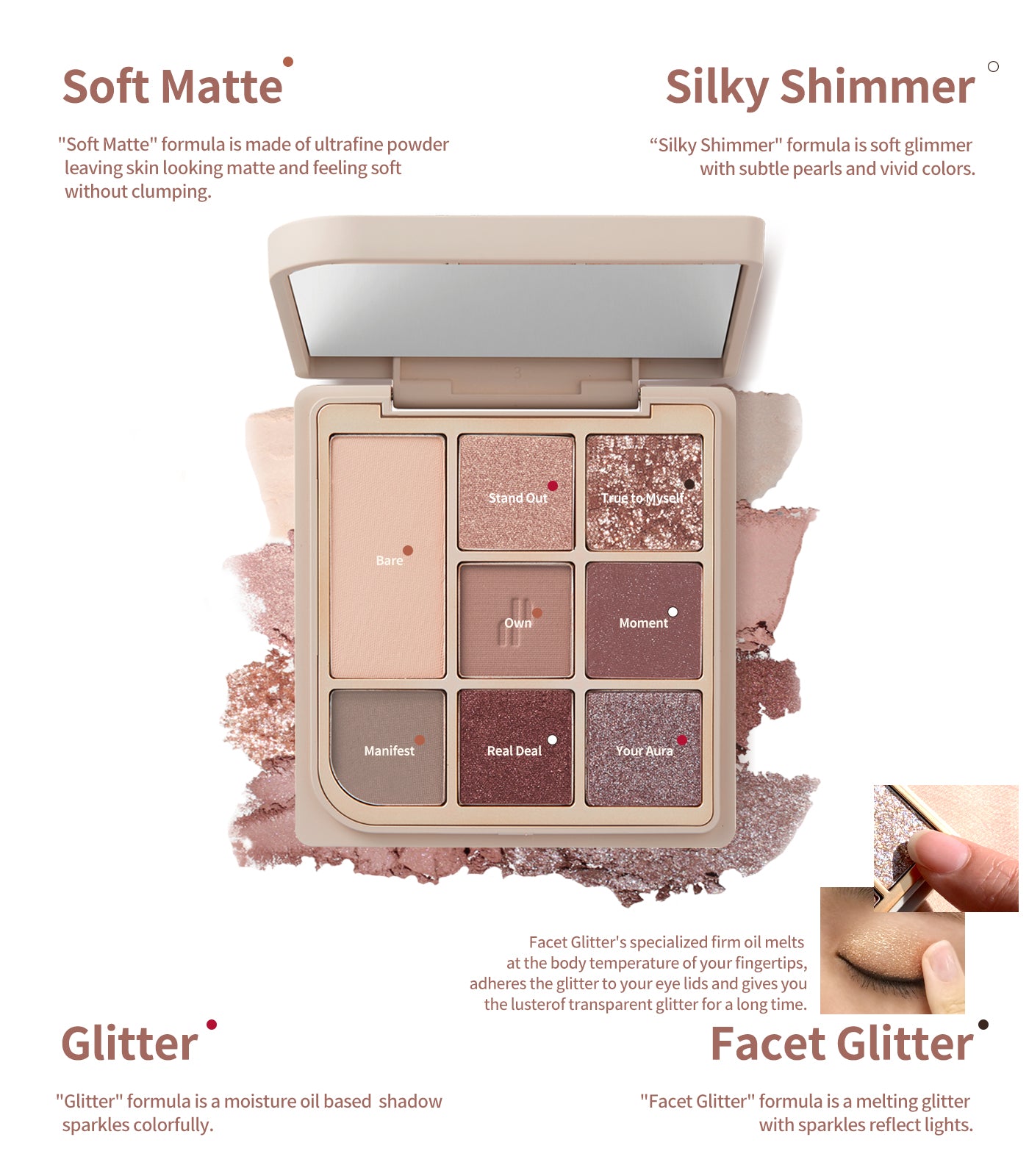 Heart Percent Dote On Mood Eye Palette, 01 Rose Facets
