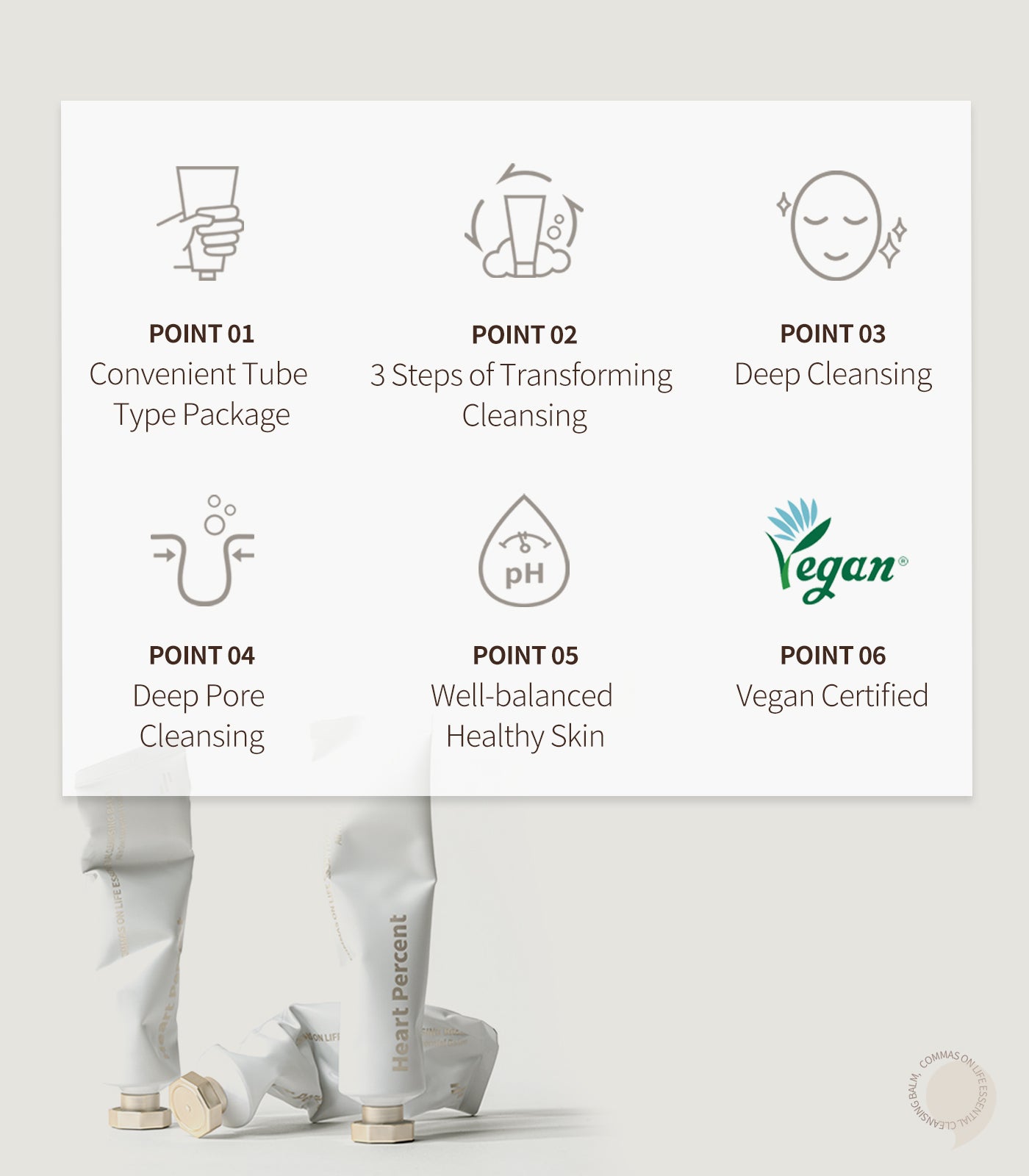 Heart Percent Commas On Life Essential Cleansing Balm, 80ml (2.7oz)