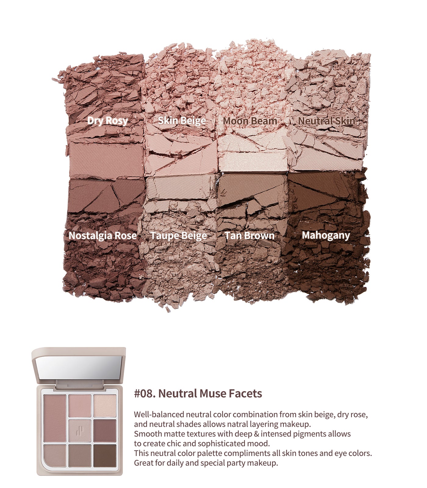 Heart Percent Dote On Mood Eye Palette, 08 Neutral Muse Facets